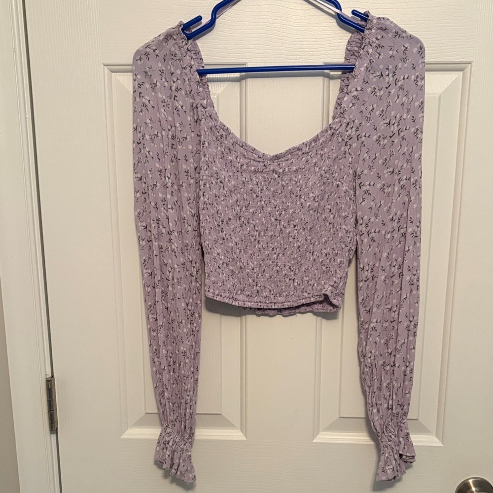 Hollister Lavender Floral Smocked Top